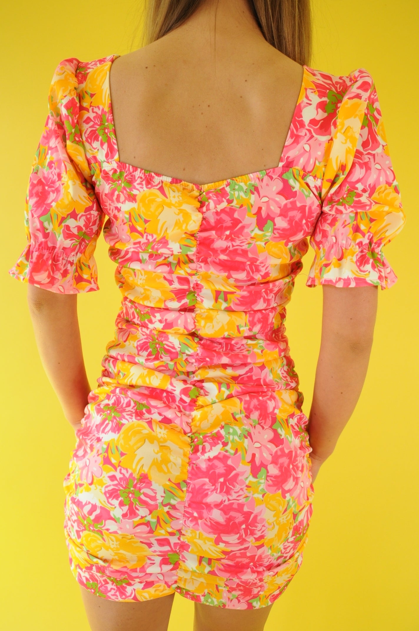 Floral drapped mini dress