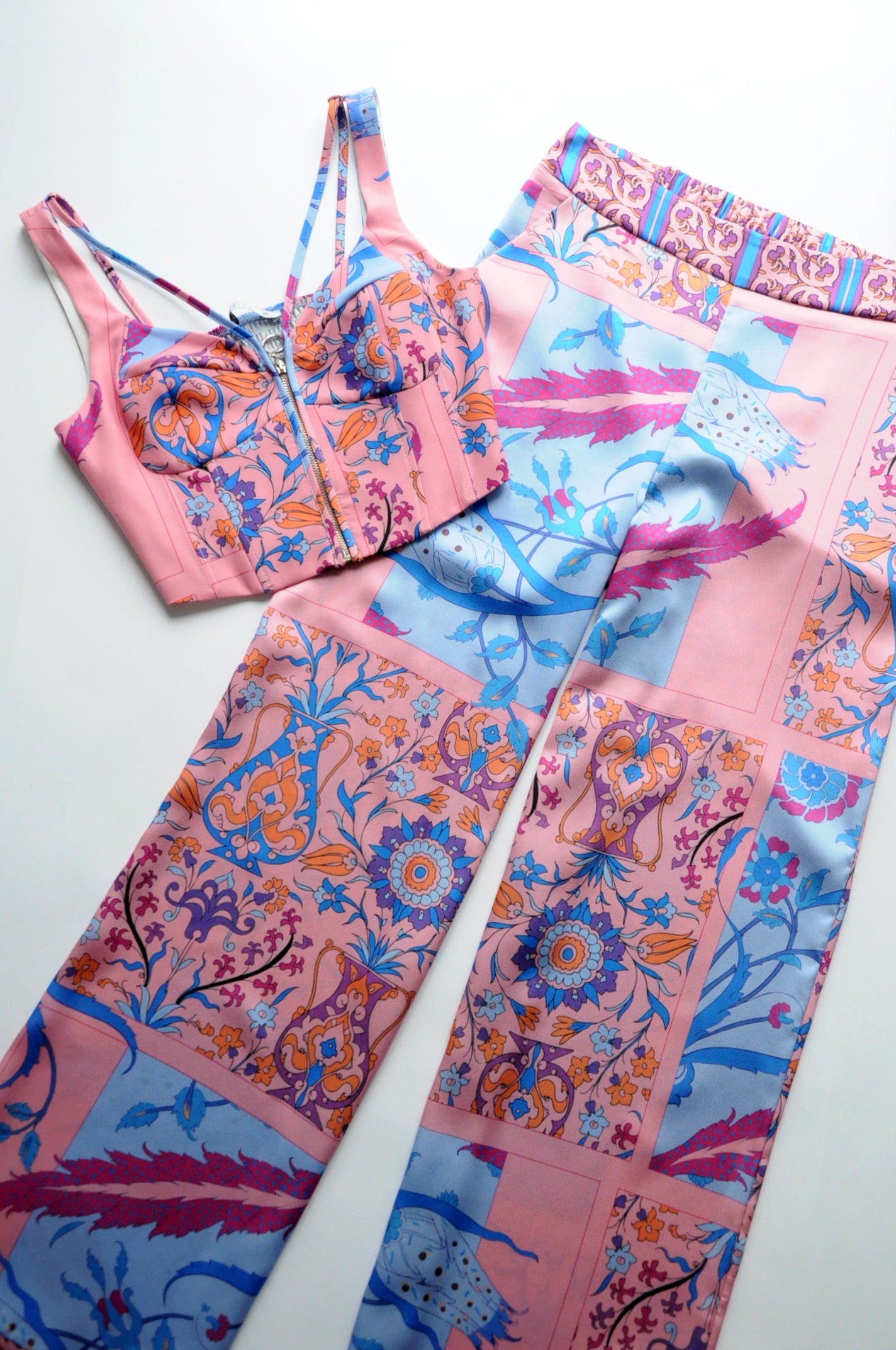 Luxury floral print satin co-ord