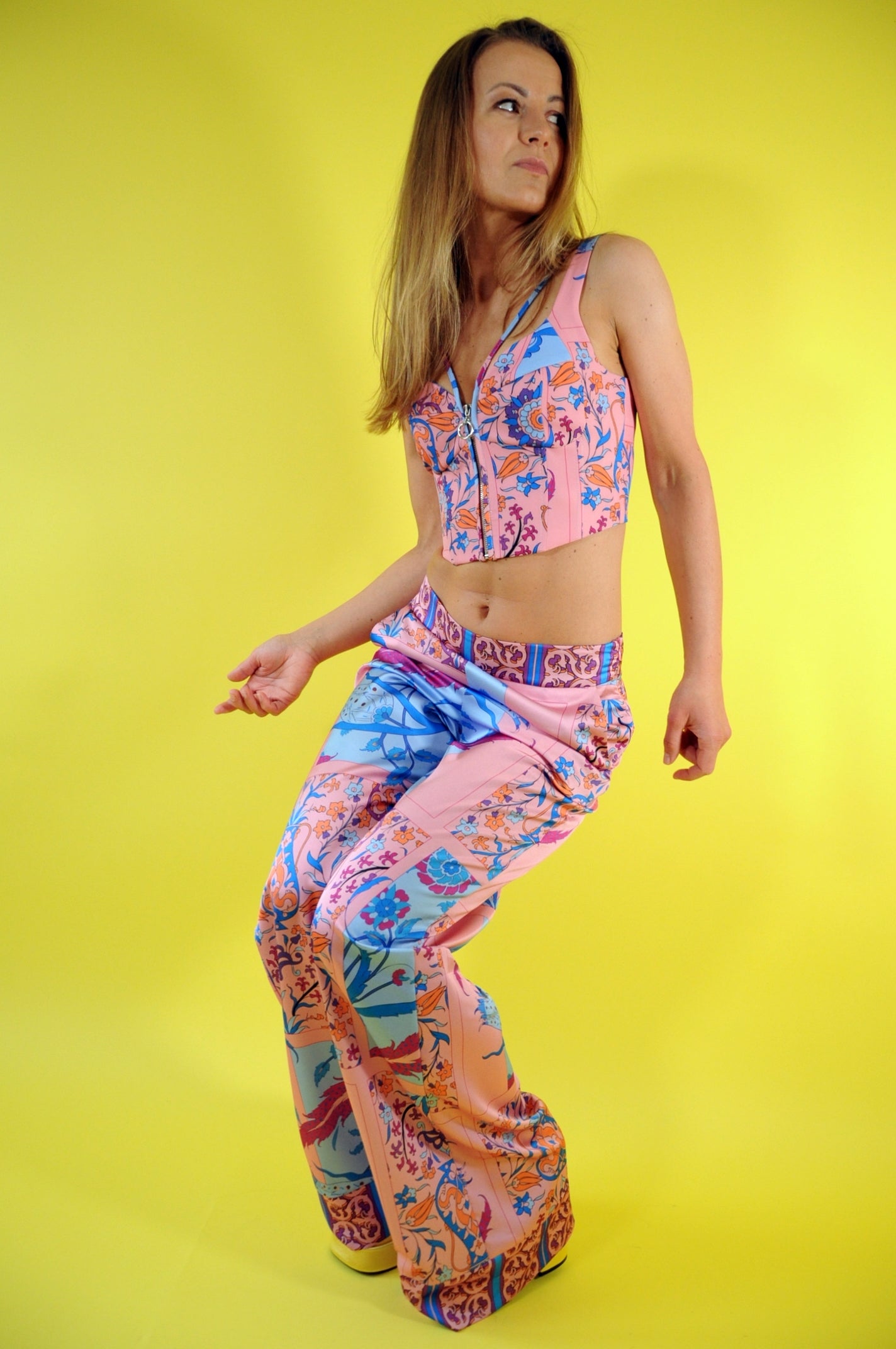 Luxury floral print satin co-ord