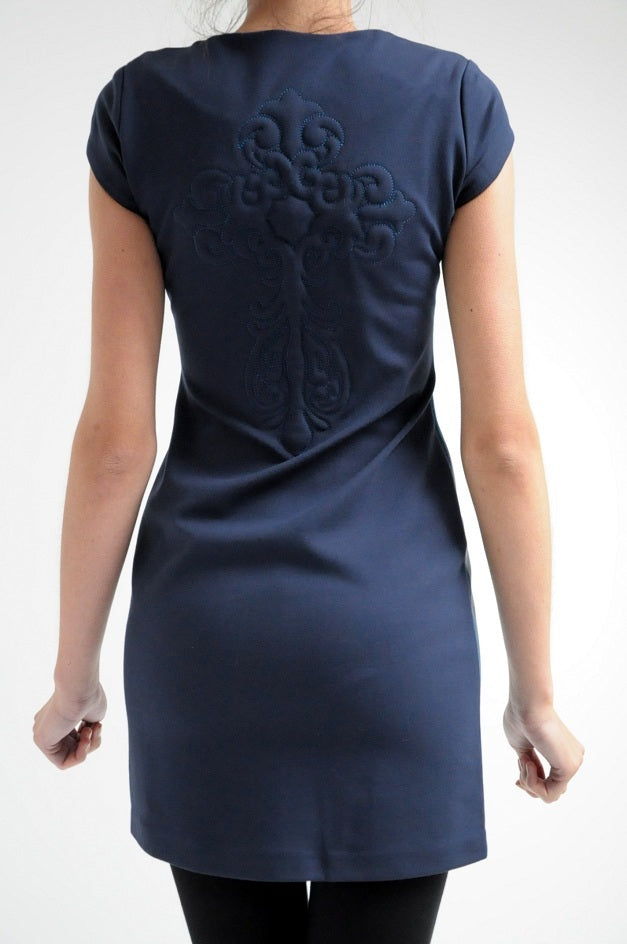 Blue Faux Leather Bodycon Dress