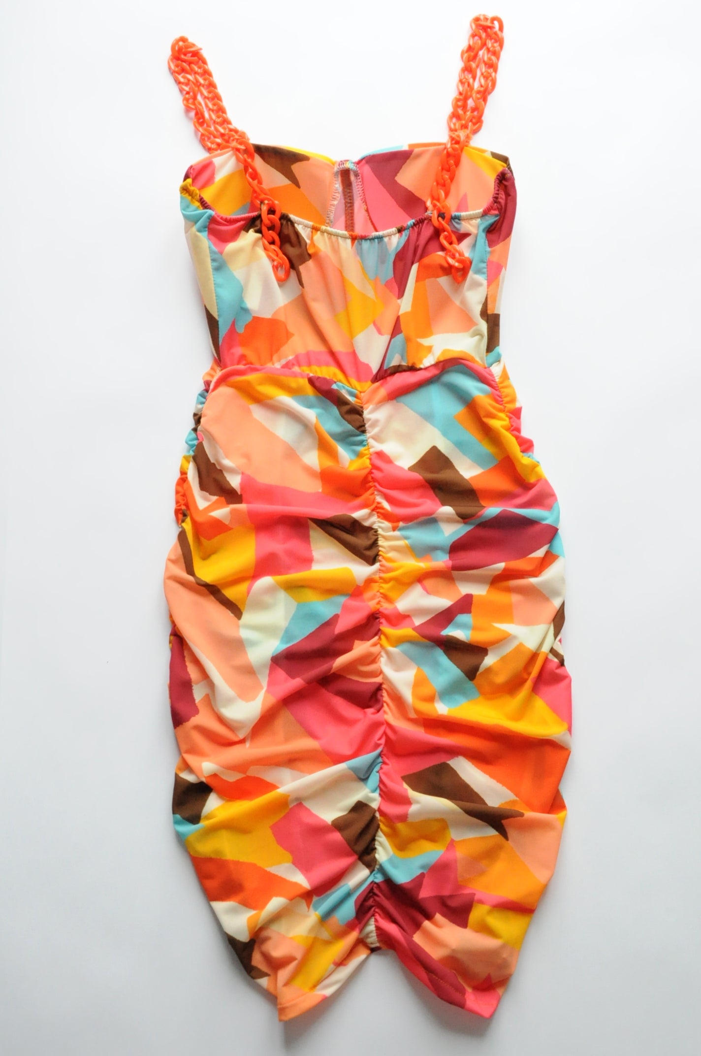 Multicoloured corset detail drapped mini dress