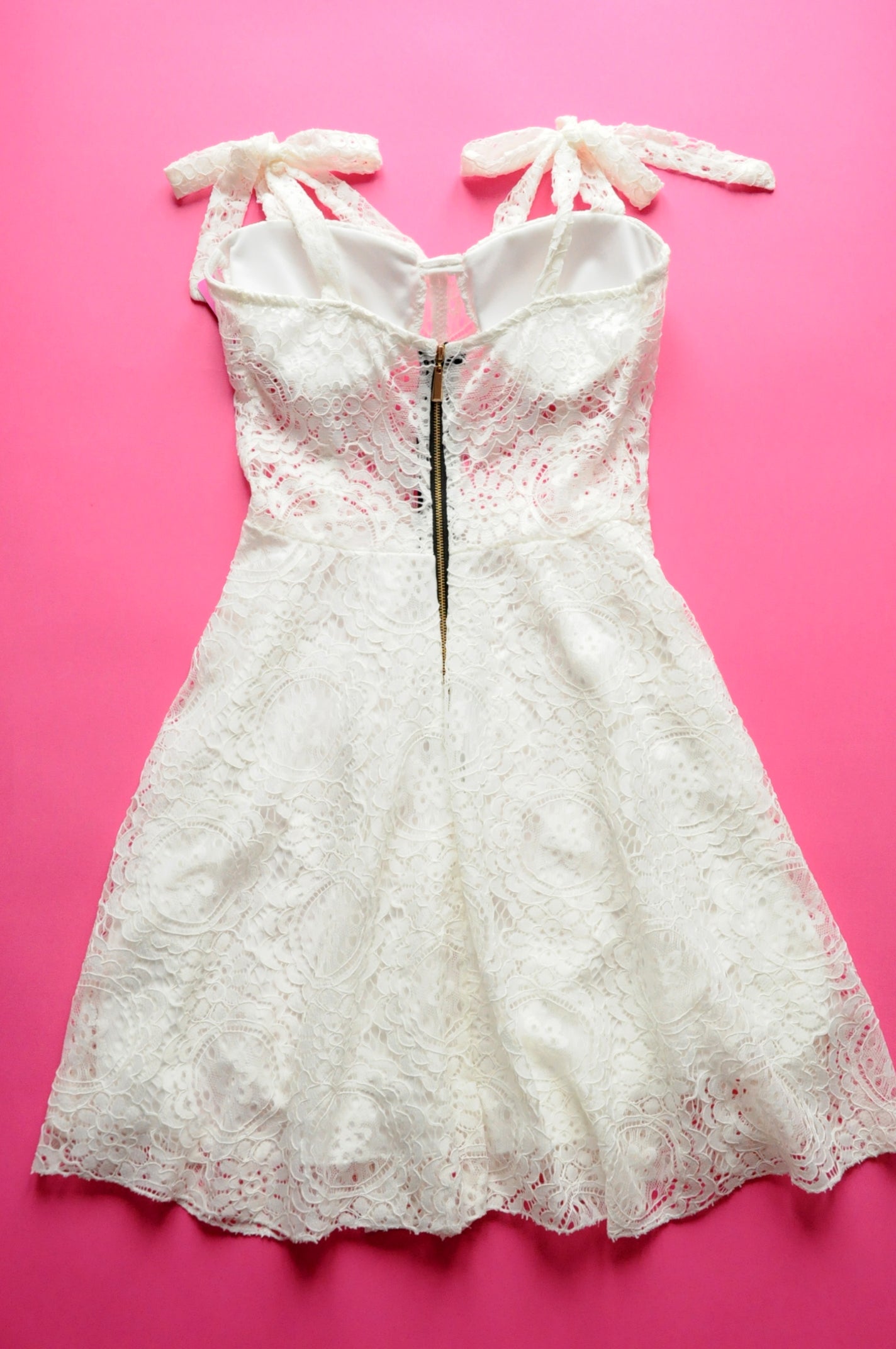 White lace corset detail flared dress