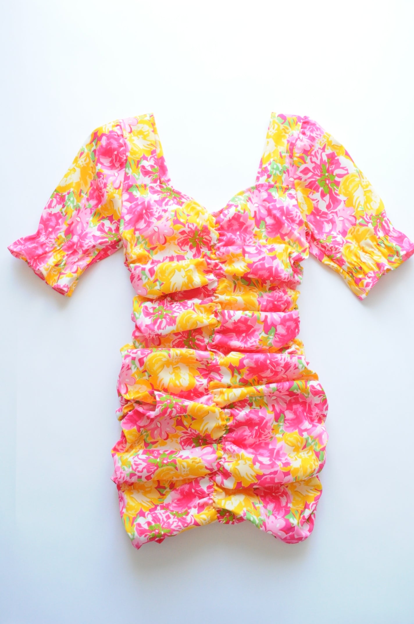 Floral drapped mini dress