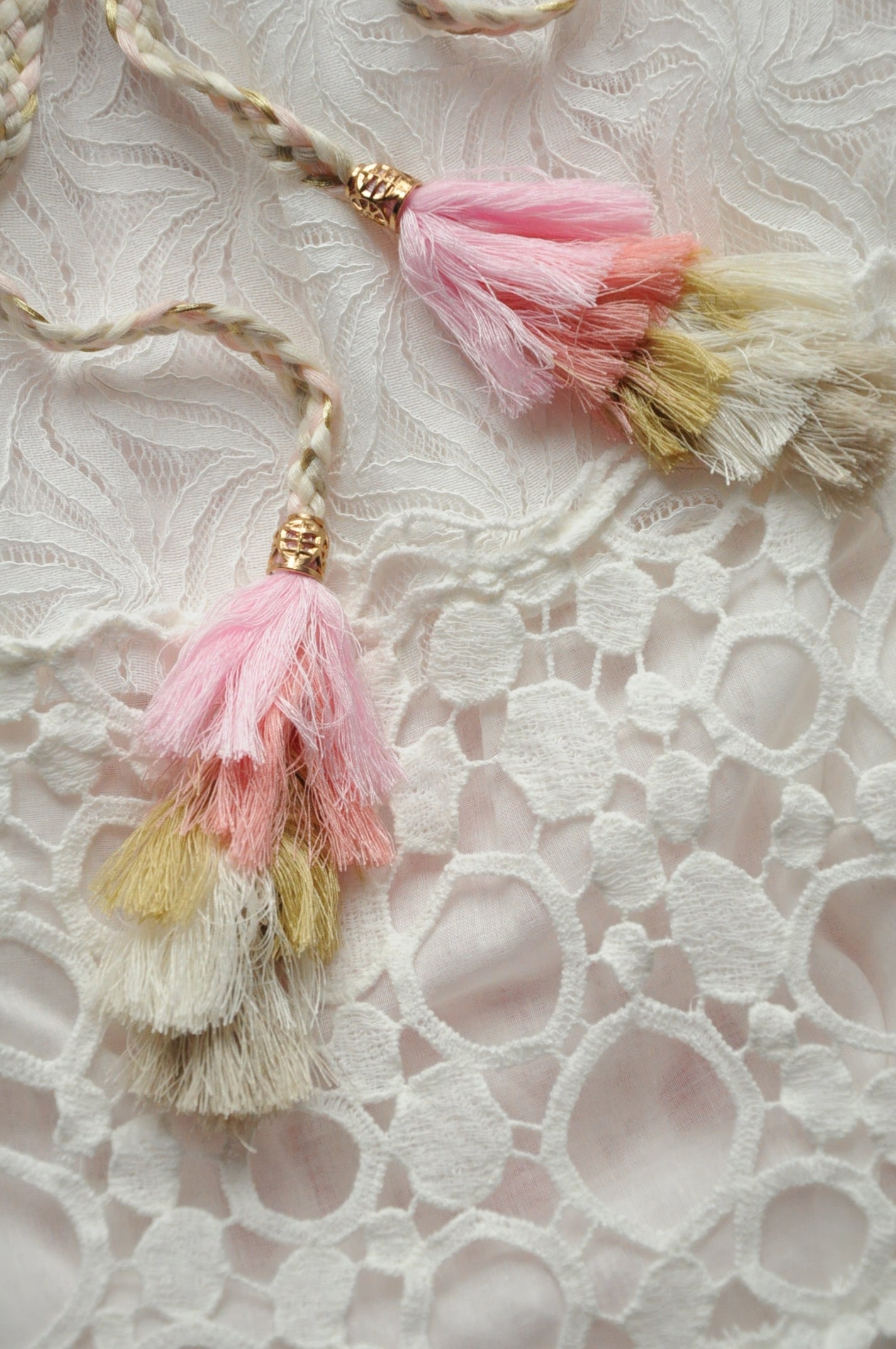 Cream lace tassel holiday dress