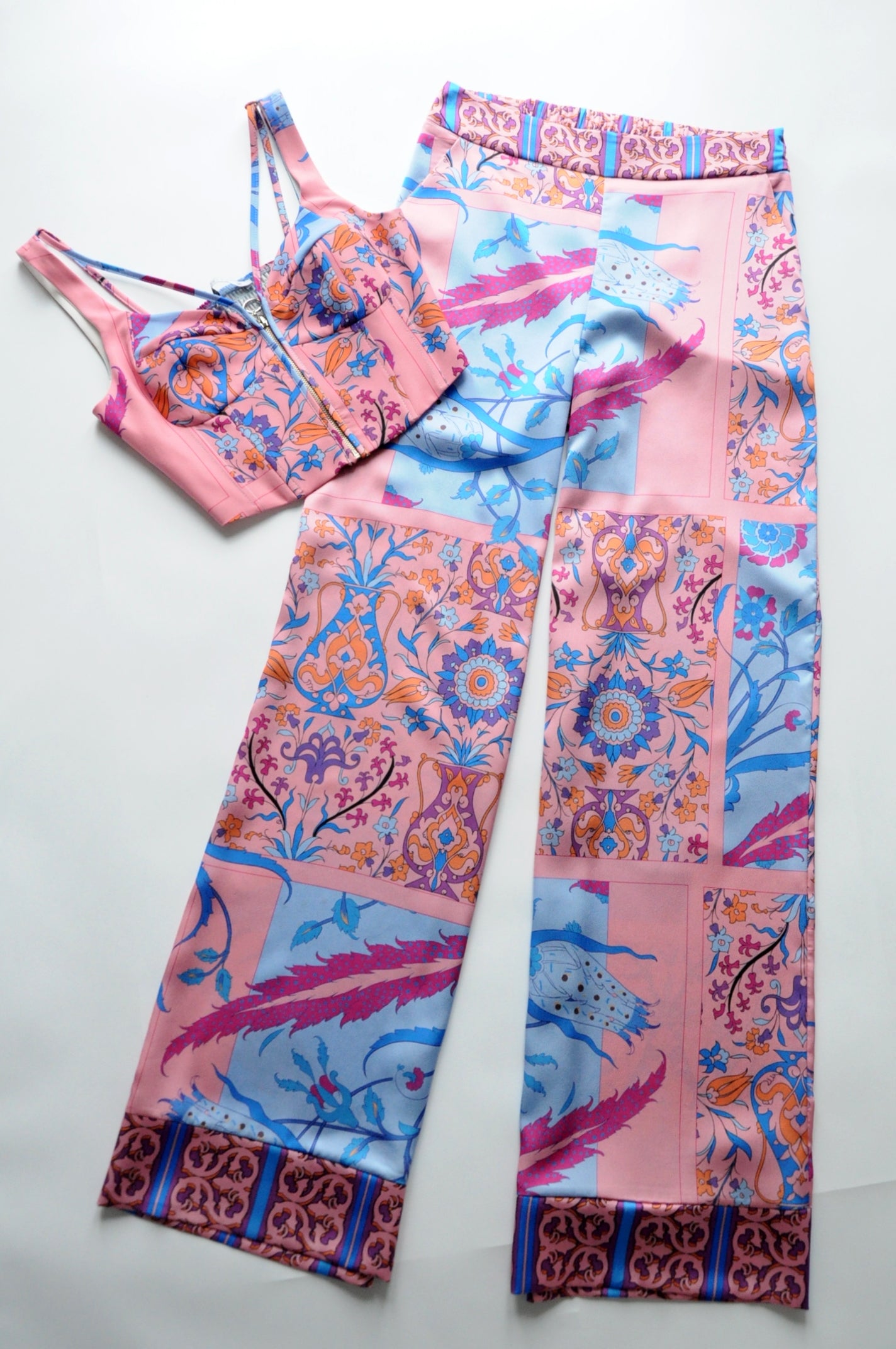 Luxury floral print satin co-ord