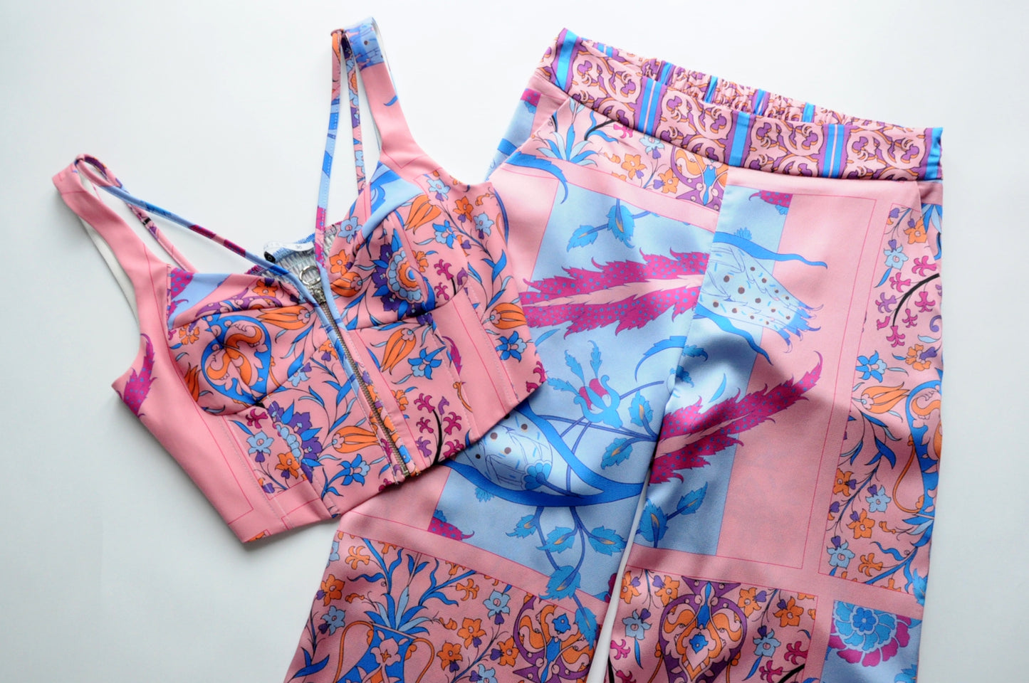 Luxury floral print satin co-ord