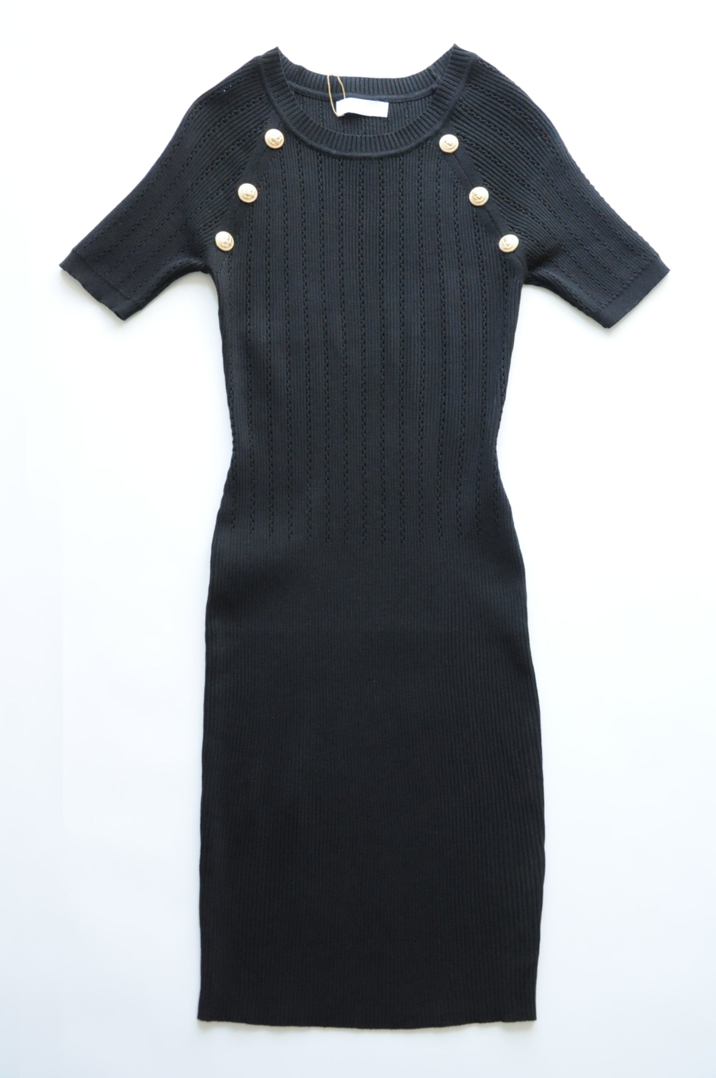 Black ribbed knit bodycon dress