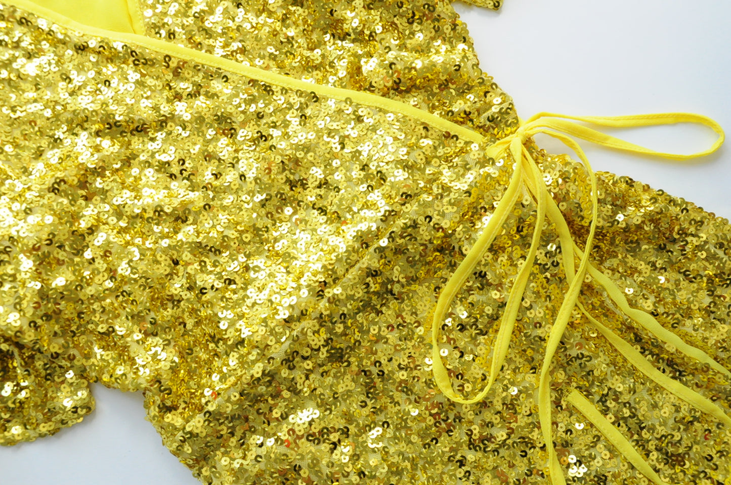 Lemon sequin wrap dress