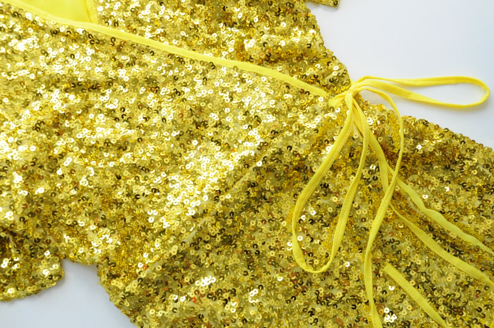 Lemon sequin wrap dress