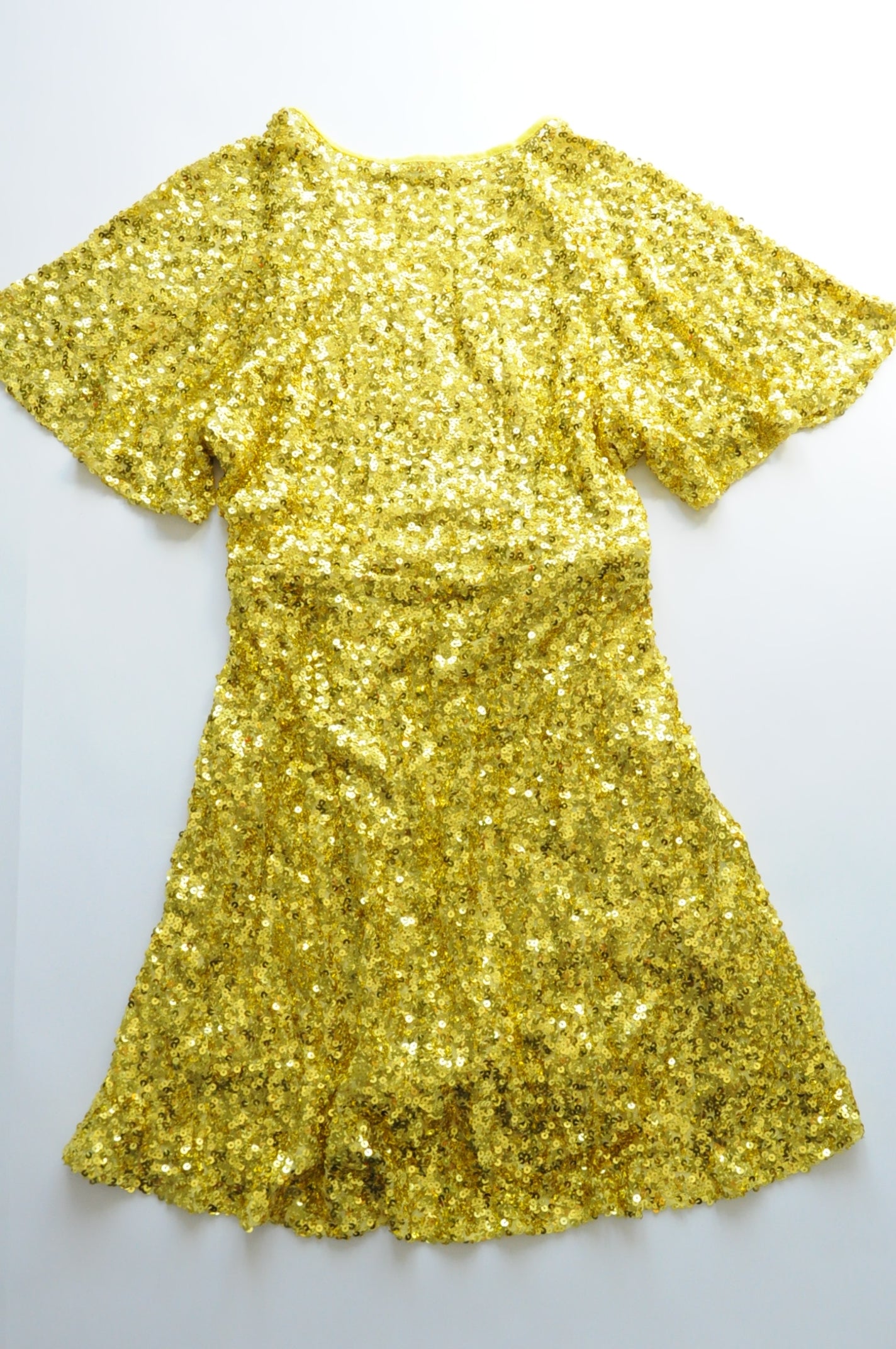 Lemon sequin wrap dress