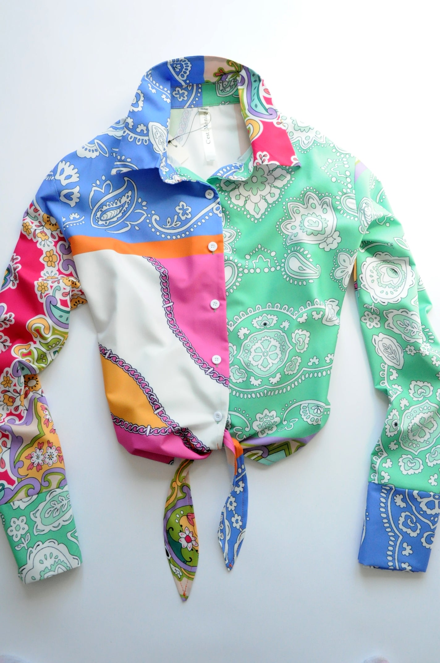 Multicolour paisley print short and top co-ord